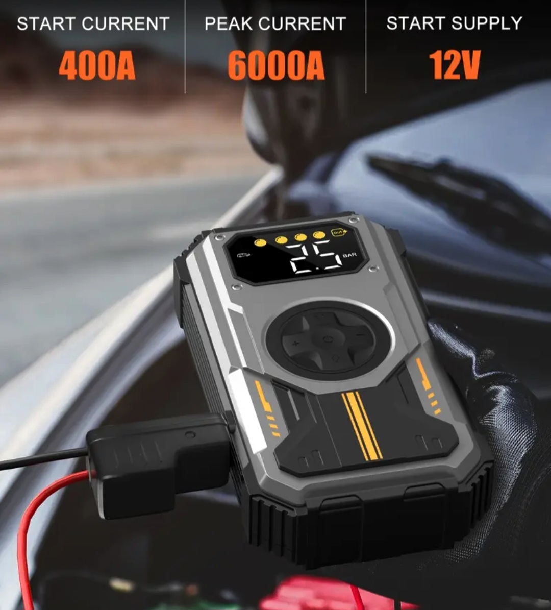 Kraftfull Starthjälpare 6000A / luftkompressor. - Bild 3